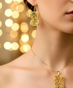 خرید بدلیجات برای ولنتاین - خرید بدلیجات عمده نیم ست برنجی طرح طلا